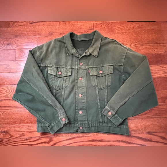 RARE-VTG 90s Levi's yarn-dyed green denim jacket limited Men’s Sz L - Picture 6 of 15